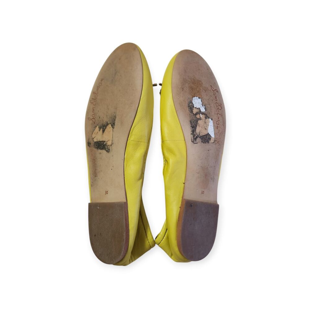 Sam Edelman Felicia Yellow Leather Ballet Slipper Flat Classic Shoe Size 10 - Picture 8 of 8
